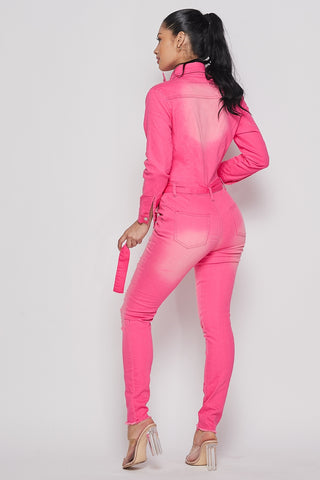 IamPink Denim Jumpsuit