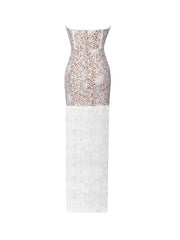 IamtheOne White Lace Fringe Gala Dress