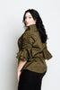 Image of Ruffled Bell Sleeve Collared Criss Cross Top