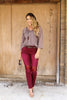 Image of Plus Size Burgundy Lace Knee Jeans