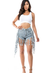 ENDLESS FRINGE DENIM SHORTS