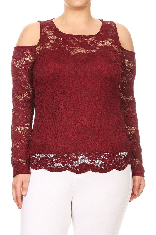 Burgundy Sheer Lace Top – IamXclusyveLTD