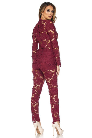 Floral Lace Pants Suit