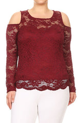 Burgundy Sheer Lace Top