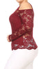 Image of Burgundy Sheer Lace Top
