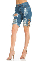 Bermuda Frayed Distressed Jean Shorts