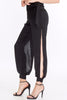 Image of Black Satin Slit Pants