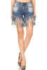 Image of High Waist Denim Frayed Shorts