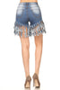 Image of High Waist Denim Frayed Shorts