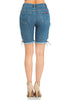 Image of Bermuda Frayed Distressed Jean Shorts